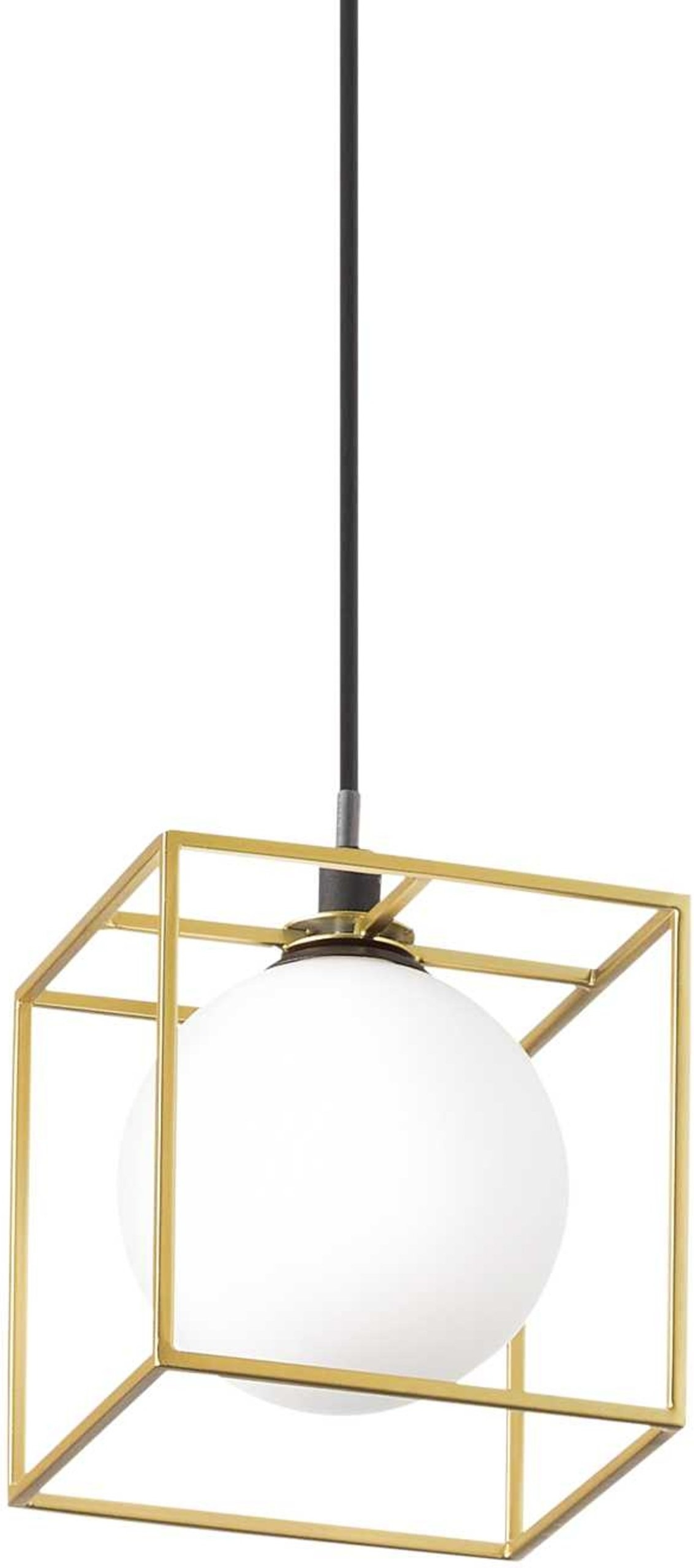 Pendellampe/hængelampe Ideal Lux Lingotto sort/messing med hvid syreætset glas justerbar højde 27-242 cm G9-pære inkl.