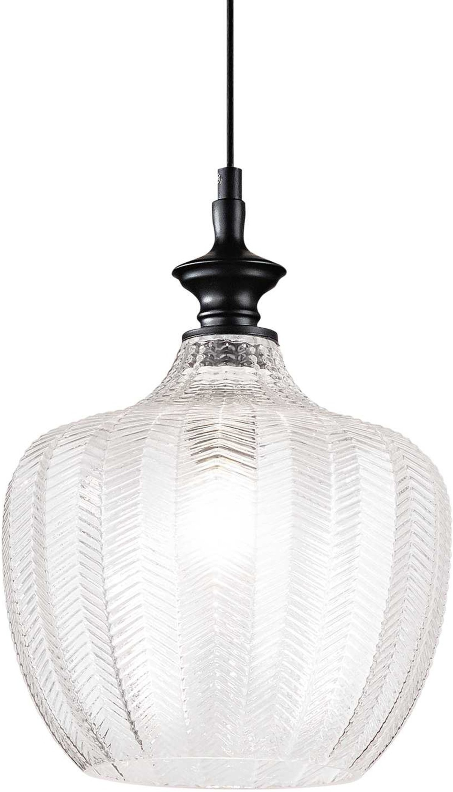 Pendel loftlampe Ideal Lux Lord i glas klar, rav eller røget og sort metal, justerbar højde 48 - 275 cm