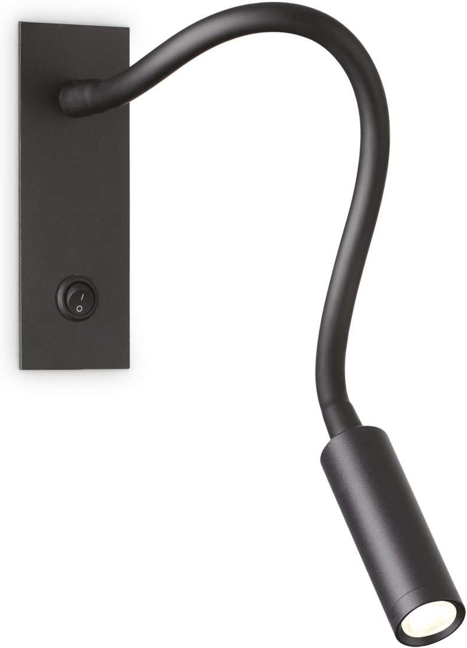 Væglampe Ideal Lux Io med integreret LED 300 lm 3000 K sort justerbar arm