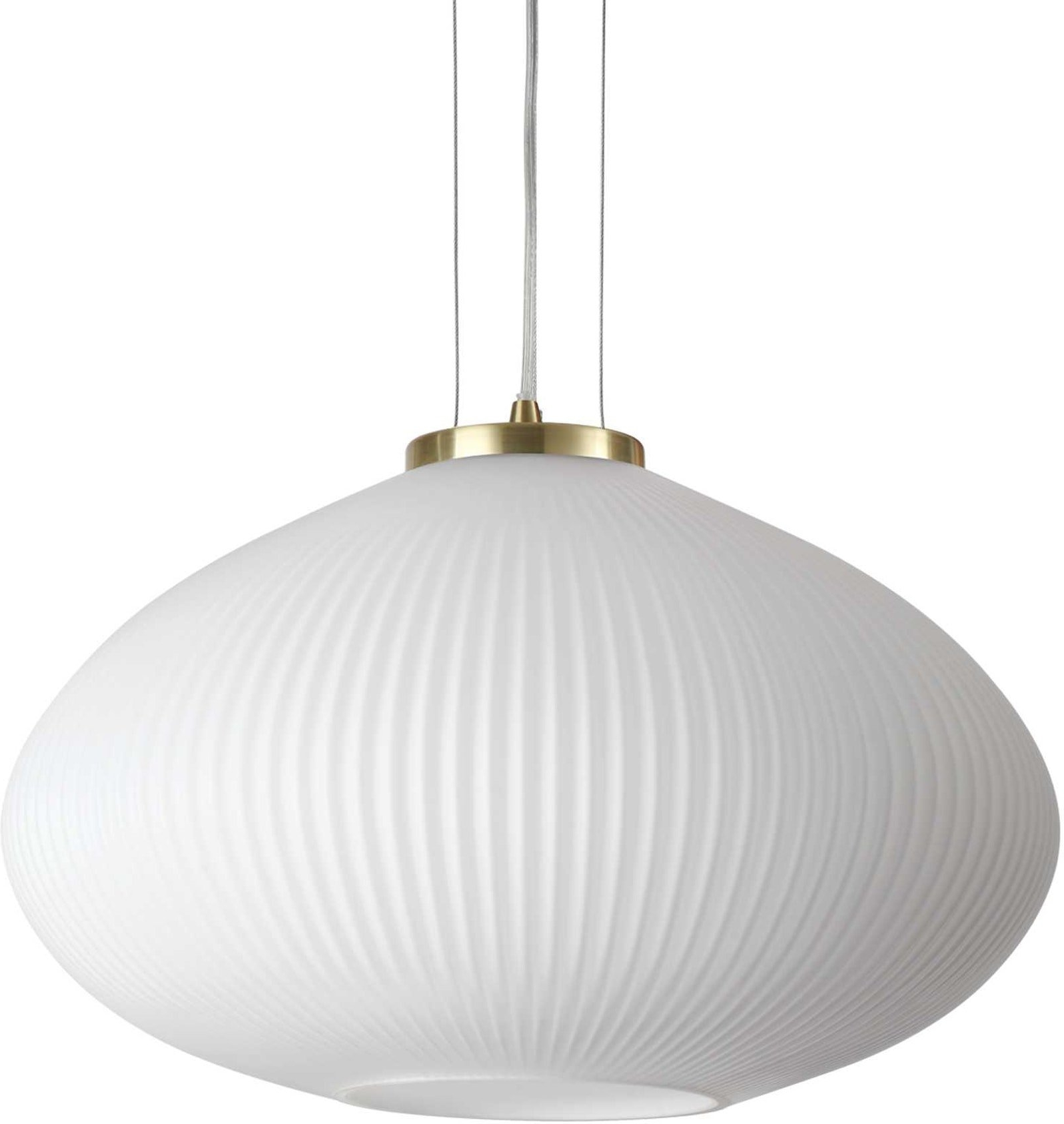 Pendellampe Ideal Lux Plissé Ø45 cm messing/glas justerbar højde 36-245 cm