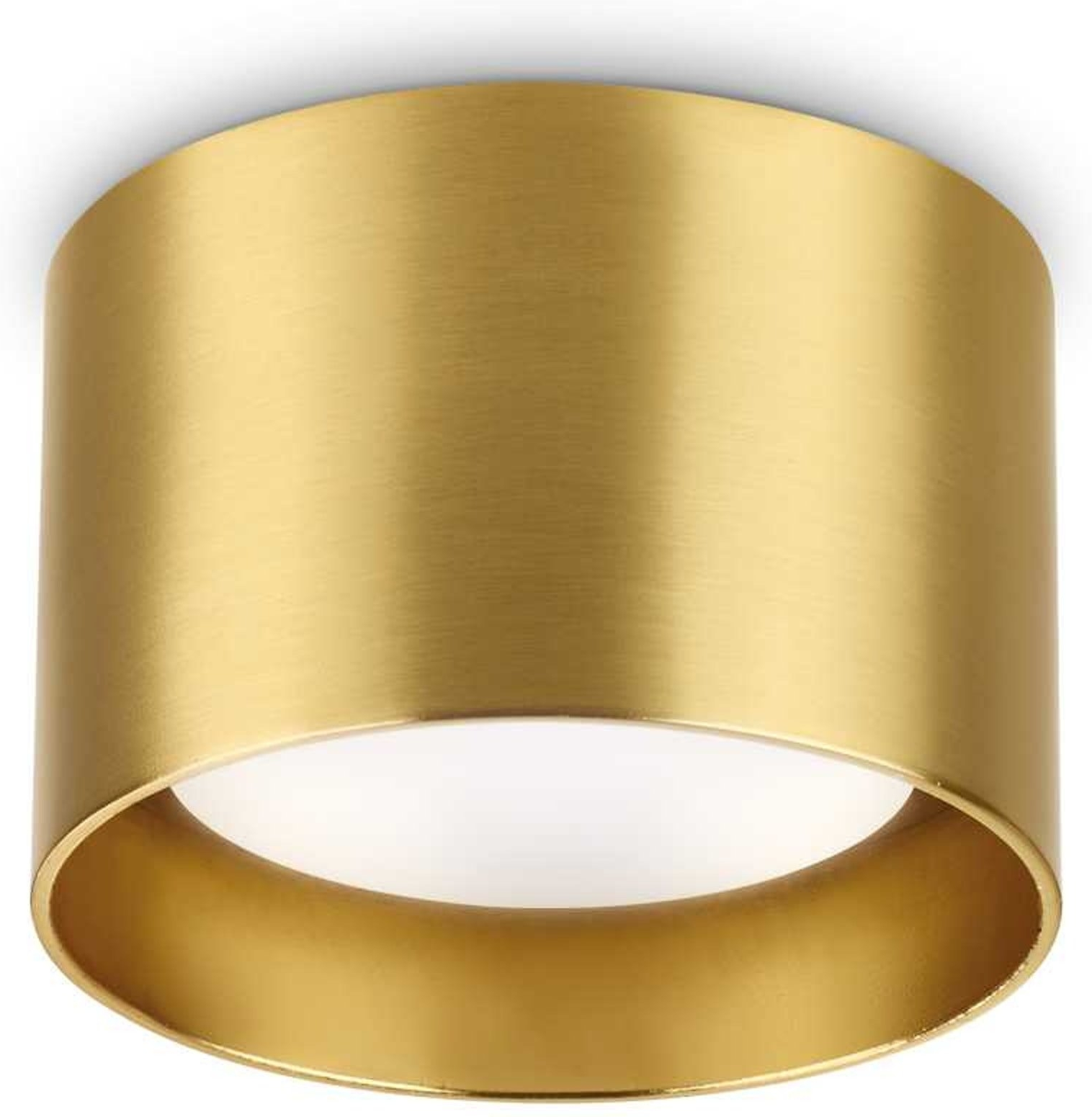 Loftslampe Ideal Lux Spike messing metal Ø10 x H6,5 cm GX53 9W pære 3000K energieffektiv indendørs belysning