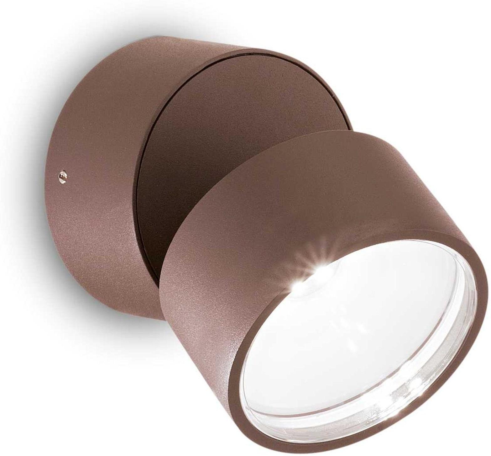 Udendørs væglampe Ideal Lux Omega Round, kaffefarvet, LED 7W 650lm 4000K, IP54, Ø9xH3 cm