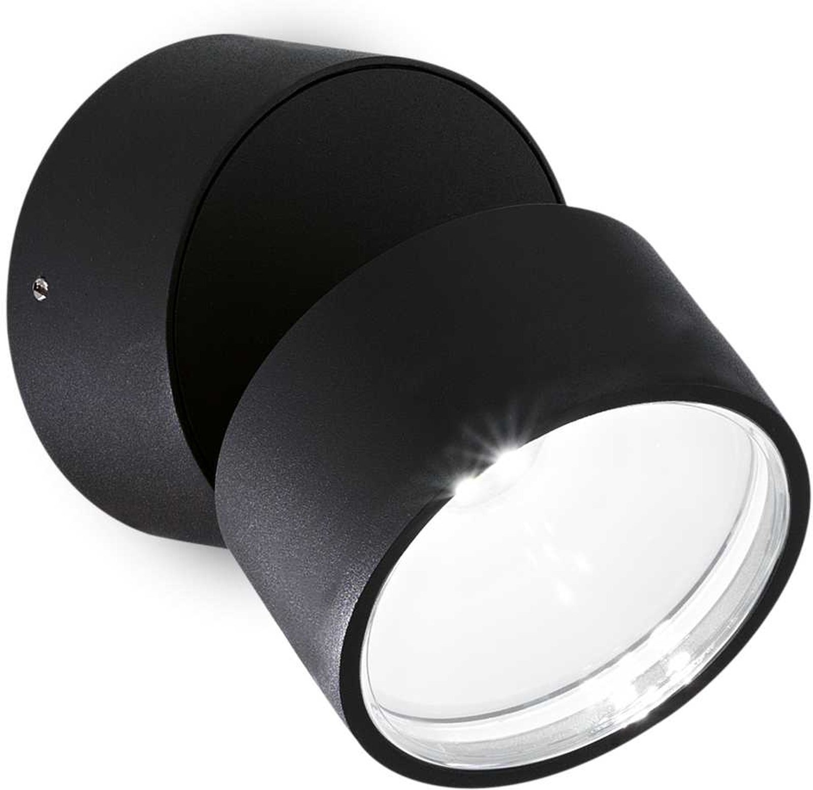Udendørs væglampe Ideal Lux Omega Round sort Ø9 cm integreret LED 650 lm IP54