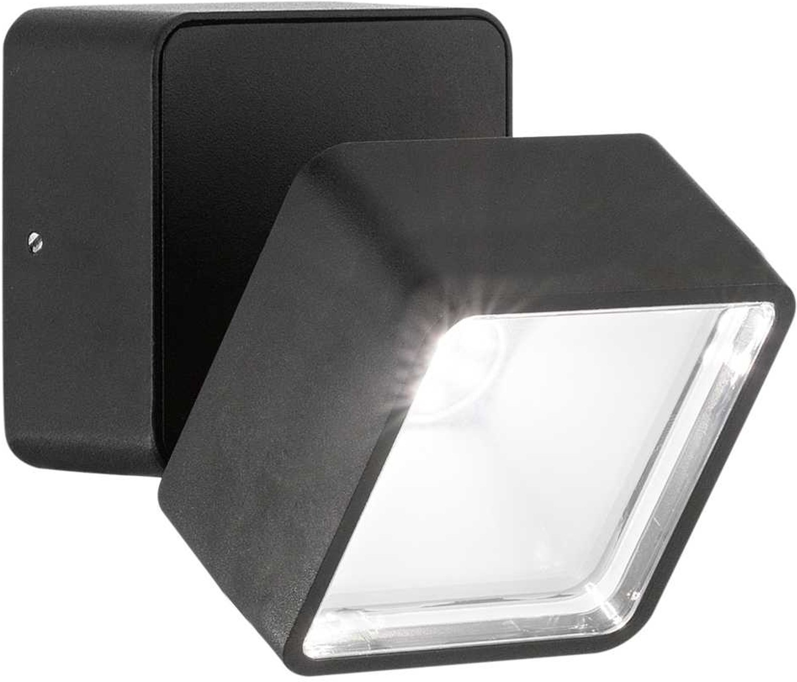 Udendørs væglampe Ideal Lux Omega Square 7W LED 650 lm IP54 sort kompakt 9x9x8,5 cm