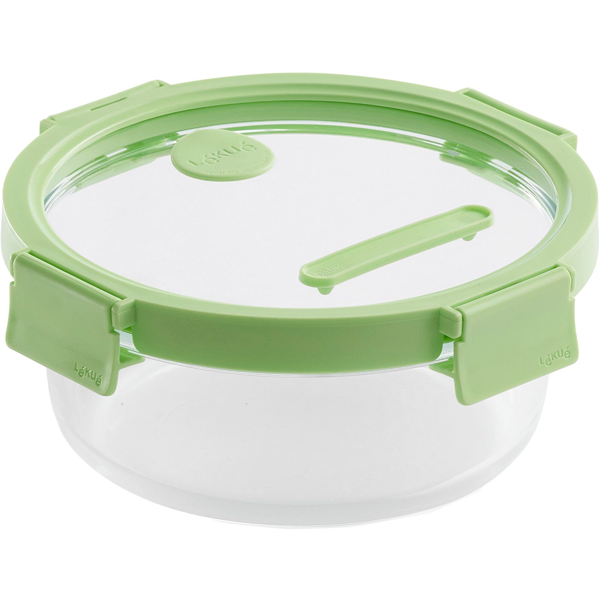 Lékué Rund madkasse 950 ml, glas/grøn