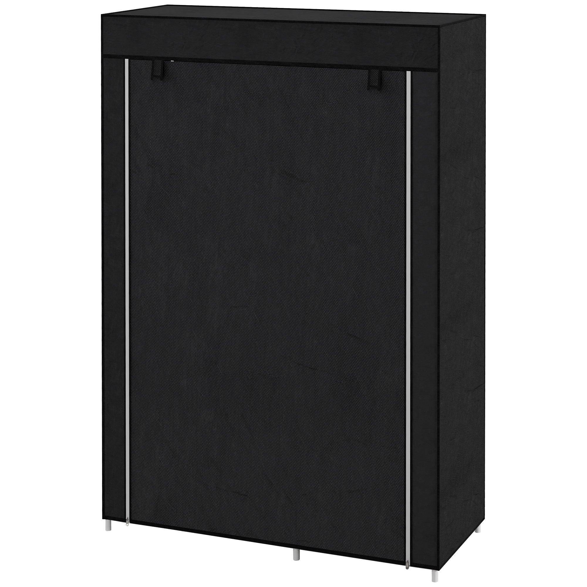 Stofgarderobe, opbevaringsløsning, 6 hylder, 1 bøjlestang, sort