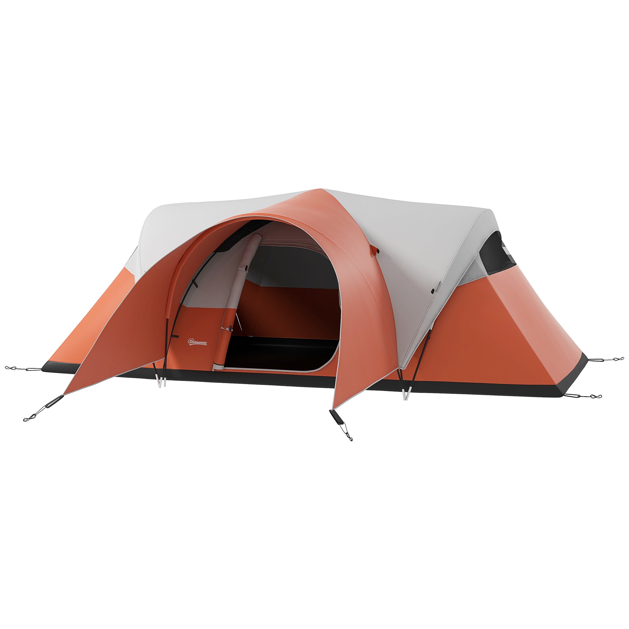 Campingtelt til 5-6 personer, familietelt, vandtæt, med markise, 550 x 300 x 198 cm, orange