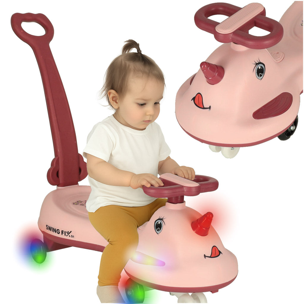 LED Swing FIX S1 gravitationsscooter med håndtag pink maks. 65 kg