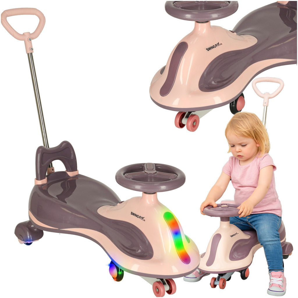 LED Swing FIX S2 gravity ride løbehjul med håndtag lilla maks. 100 kg