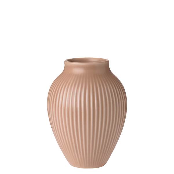 Knabstrup Keramik Knabstrup vase med riller, 12,5 cm - Mat dusty rose : Erling Christensen Møbler