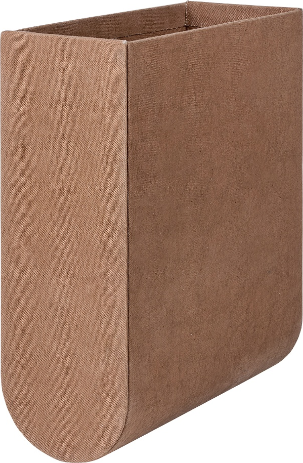 Magasinholder Kristina Dam Curved Box XS brændt brun H34 x B25 x L27 cm stofbeklædt pap