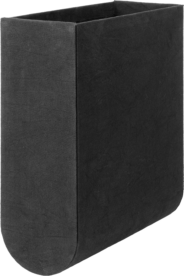 Magasinholder Kristina Dam Curved  -  sort tidsskriftholder i stofbeklædt pap, H34 x B25 x D27 cm
