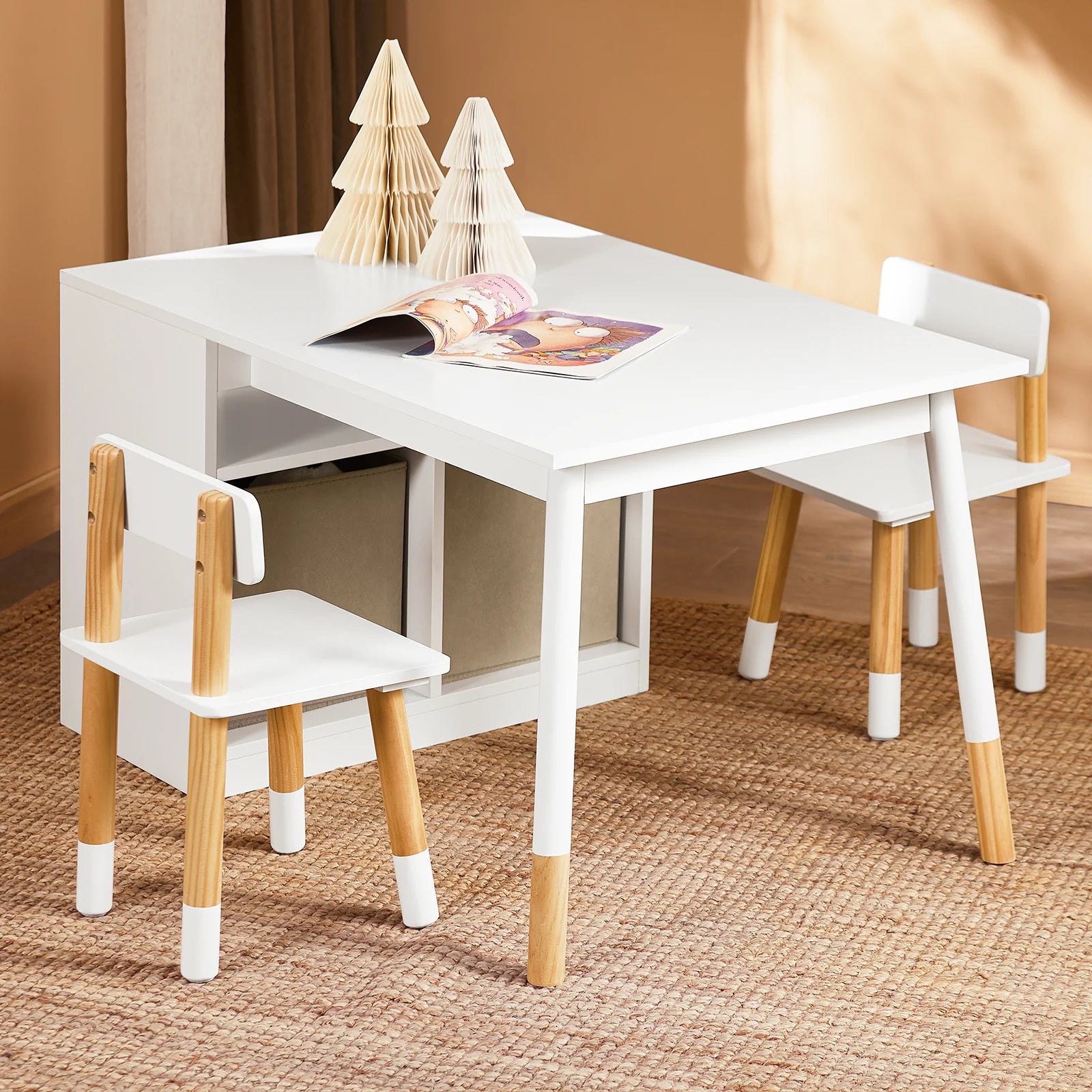 Skrivebord til børn med stol, B60 cm x H53 cm x L90 cm, hvid