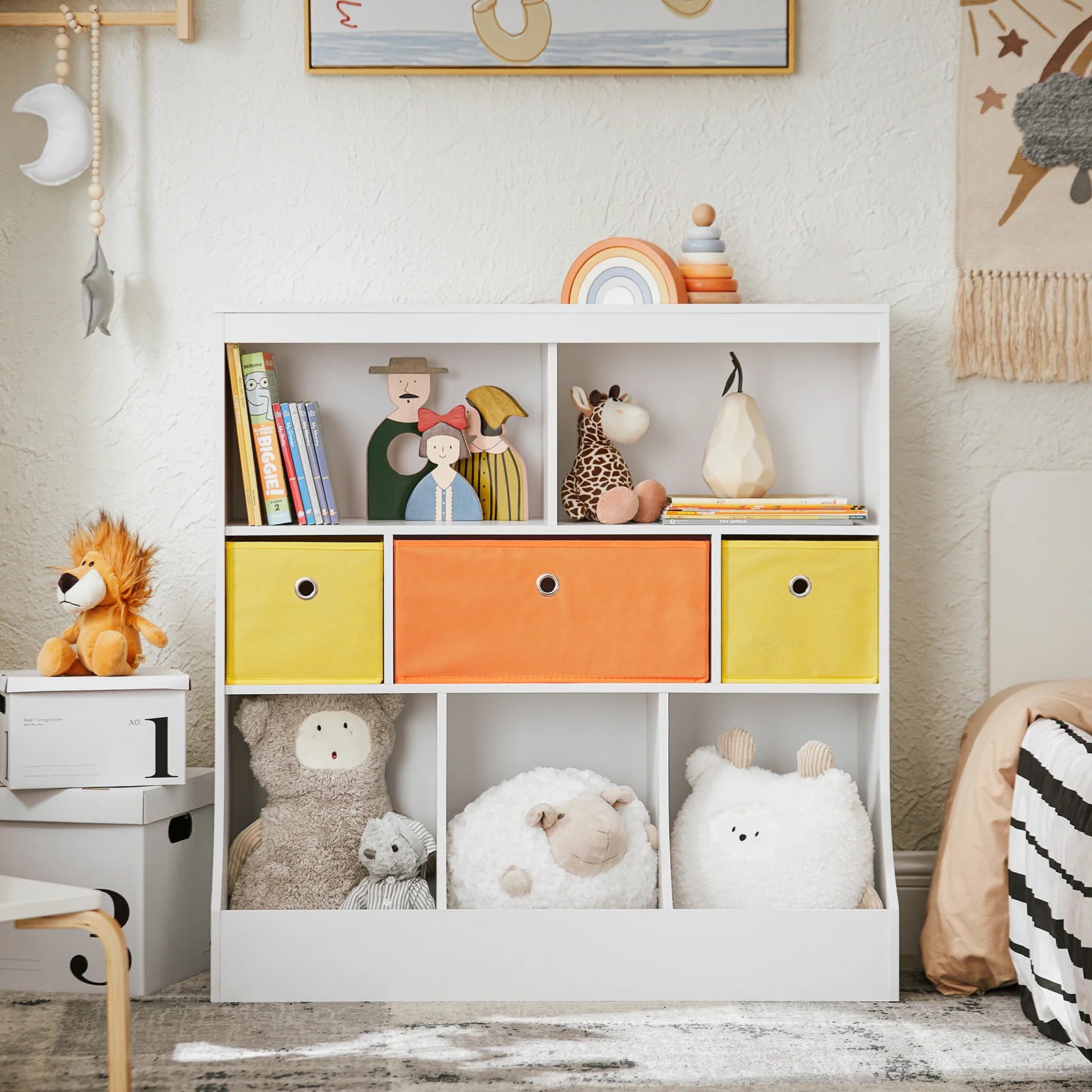 Montessori reol til børn, legetøjsreol, 92 x 40 x 93 cm, hvid