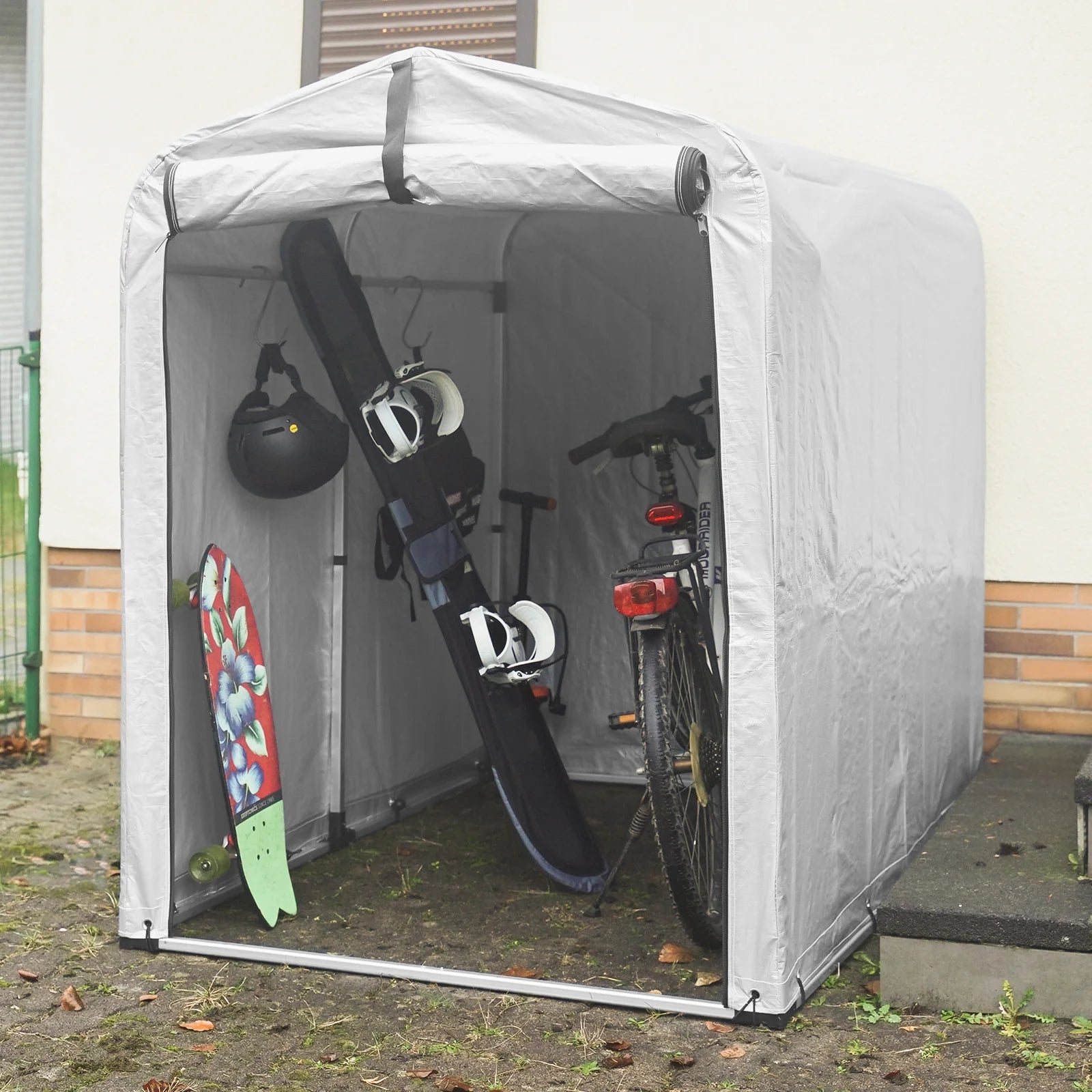 Stort cykeltelt og redskabsskur, vandafvisende opbevaring til motorcykel, cykler og haveværktøj