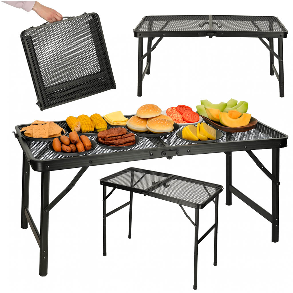 LUARO rejsebord camping catering klapbord 80 x 40 x 66 x 37 cm
