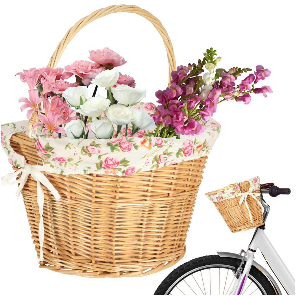 Fletkurv til cykelforkurv flettet blomsterindsats