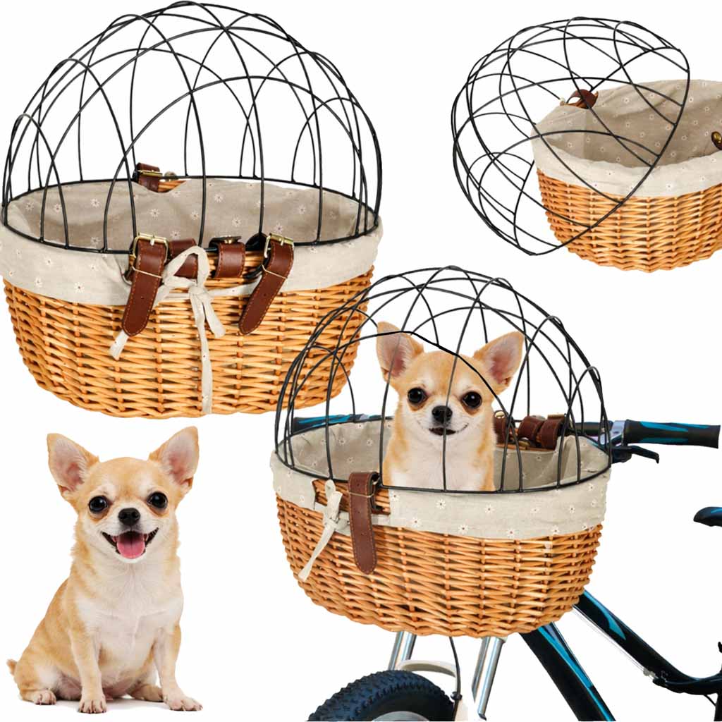 Cykelkurv i rattan med metalramme