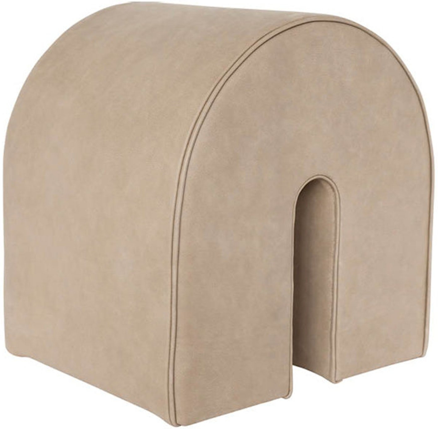 Puf Kristina Dam Curved i brunt læder 42Ã36Ã42 cm