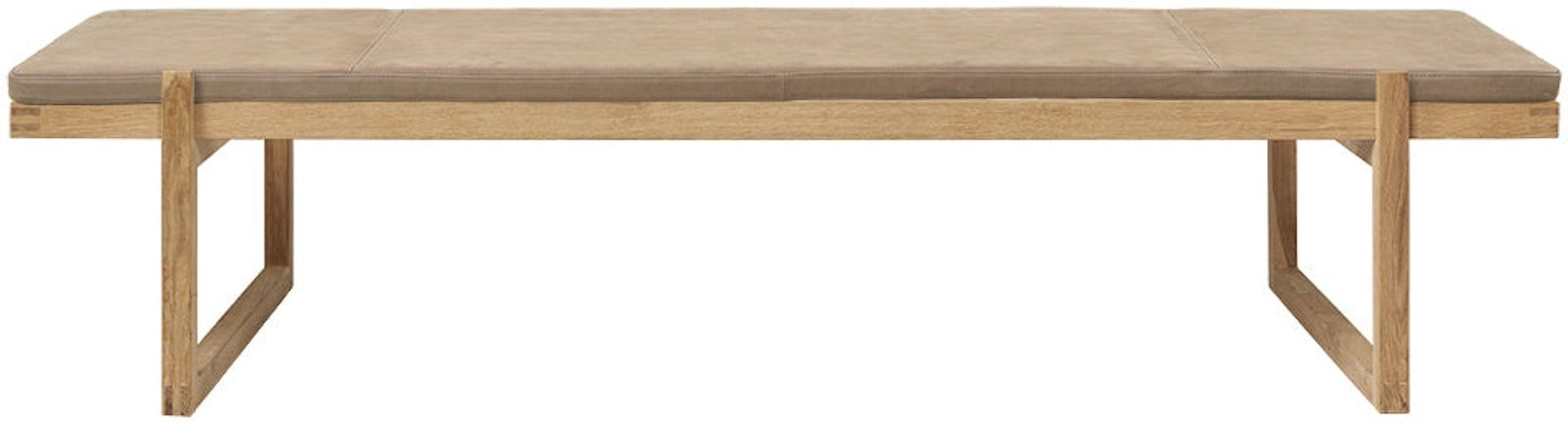 Daybed Kristina Dam Minimal i naturfarvet læder og egetræ L200 x B70 x H44 cm