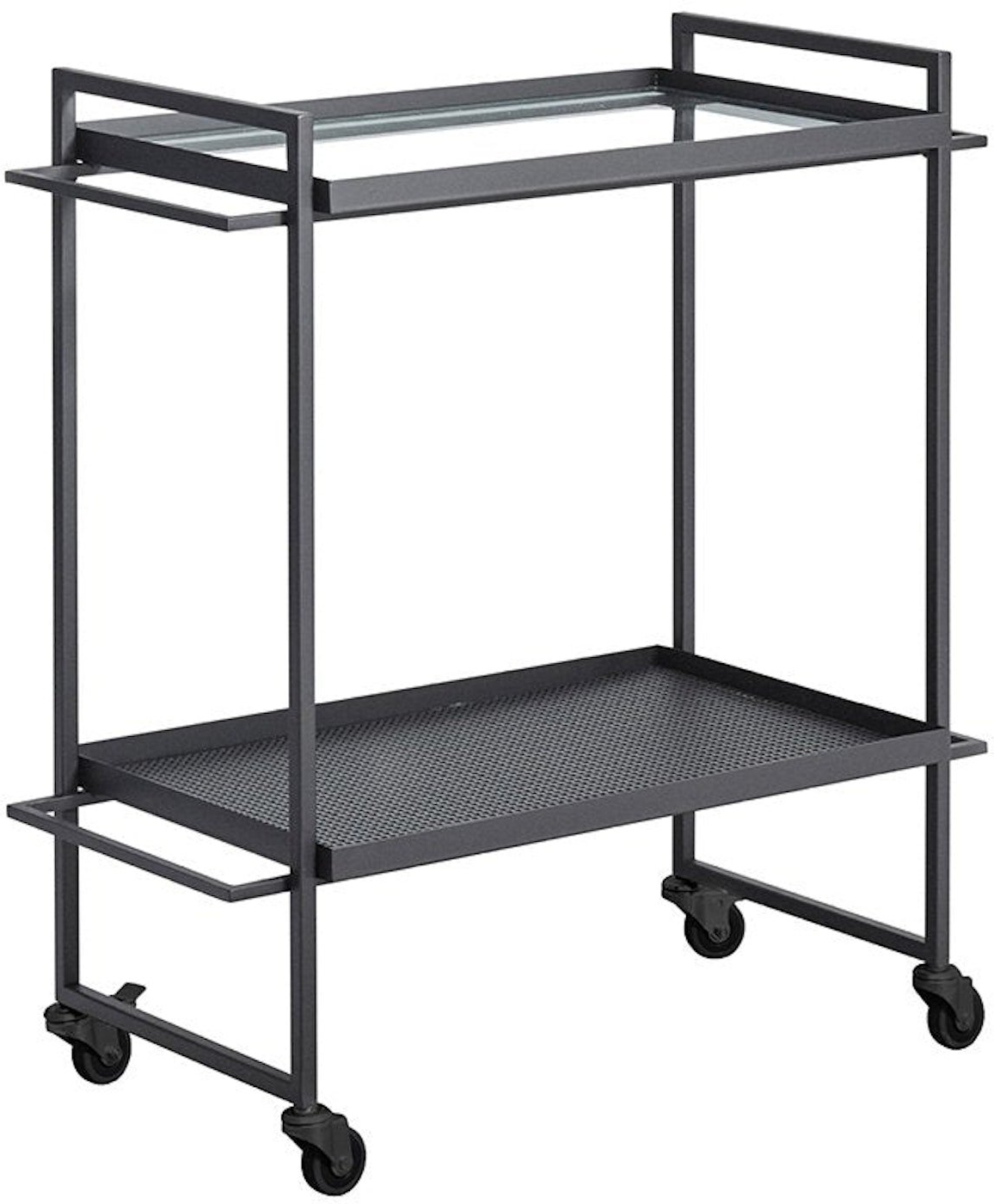 Serveringsvogn trolley Kristina Dam Bauhaus sort stål glas 77x35x72 cm