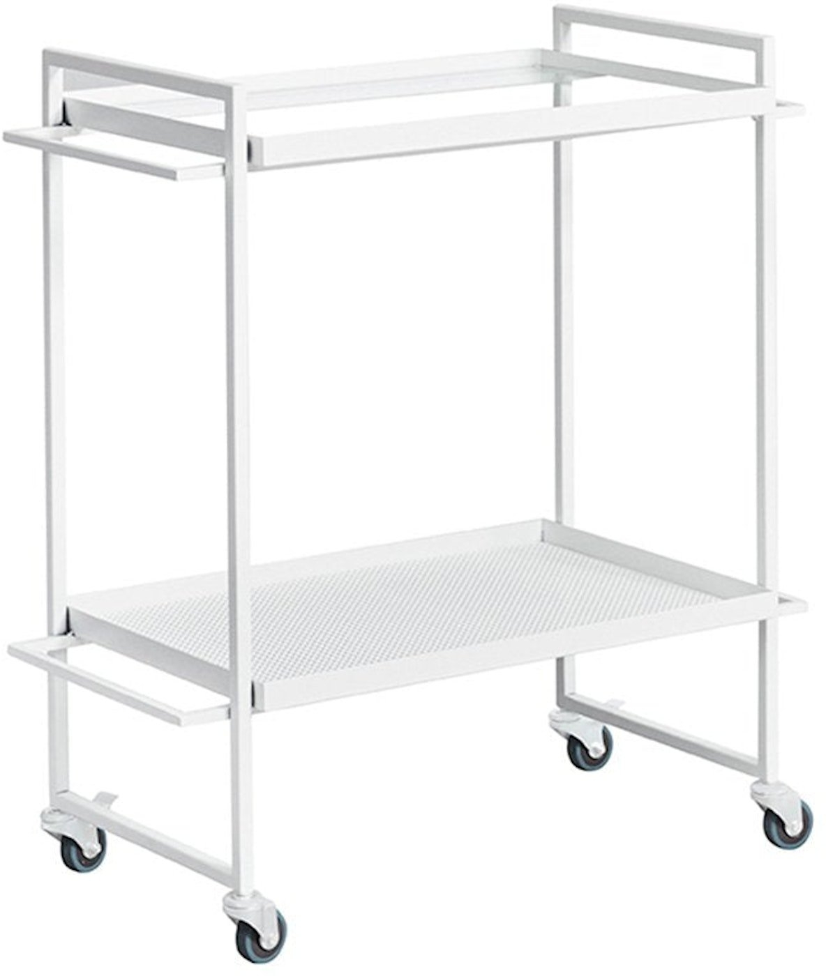 Trolley Kristina Dam Bauhaus hvid stål & glas serveringsvogn barvogn