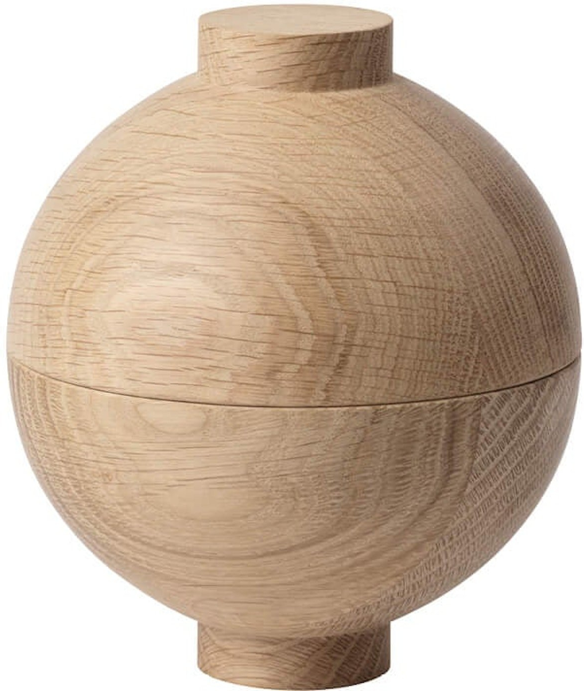 Opbevaringskrukke og serveringsskål Kristina Dam Wooden Sphere natur egetræ Ø12 cm H15 cm