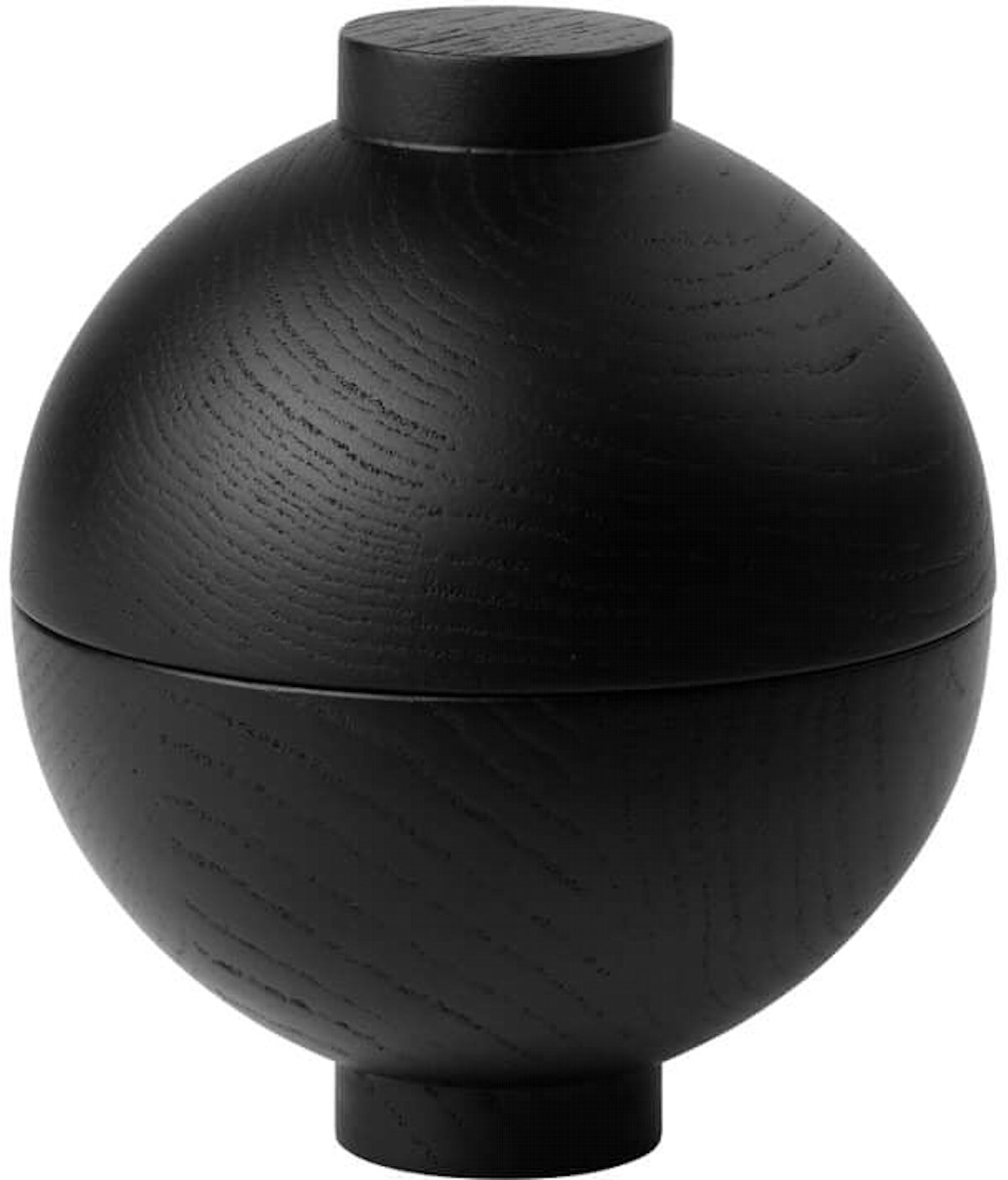 Opbevaringskrukke Kristina Dam Wooden Sphere sort Ø12 H15 cm træ