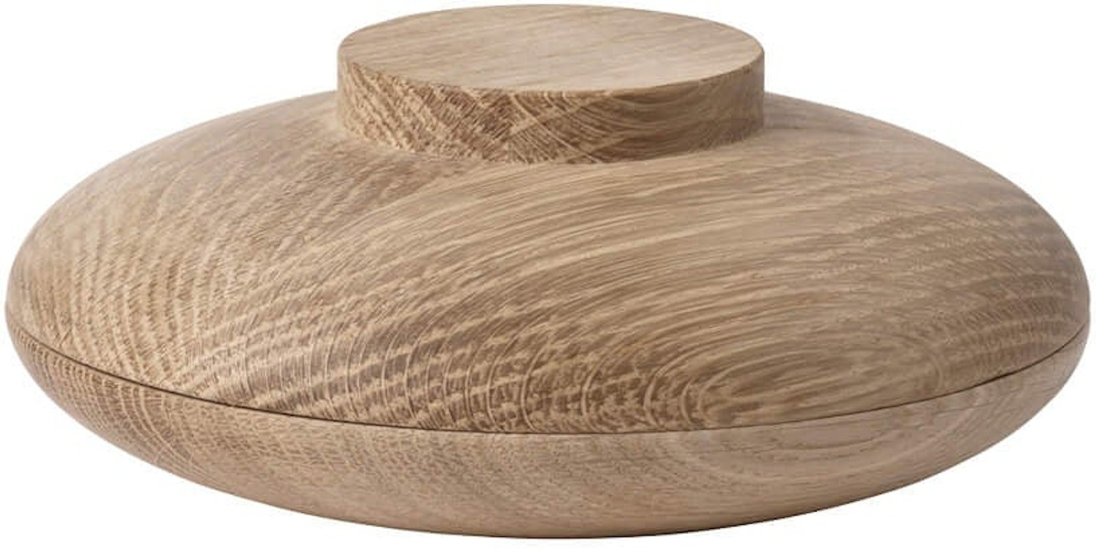 Opbevaringsboks i egetræ Ø16 cm Kristina Dam Wooden Galaxy  -  fleksibel opbevaringsskål i naturtræ