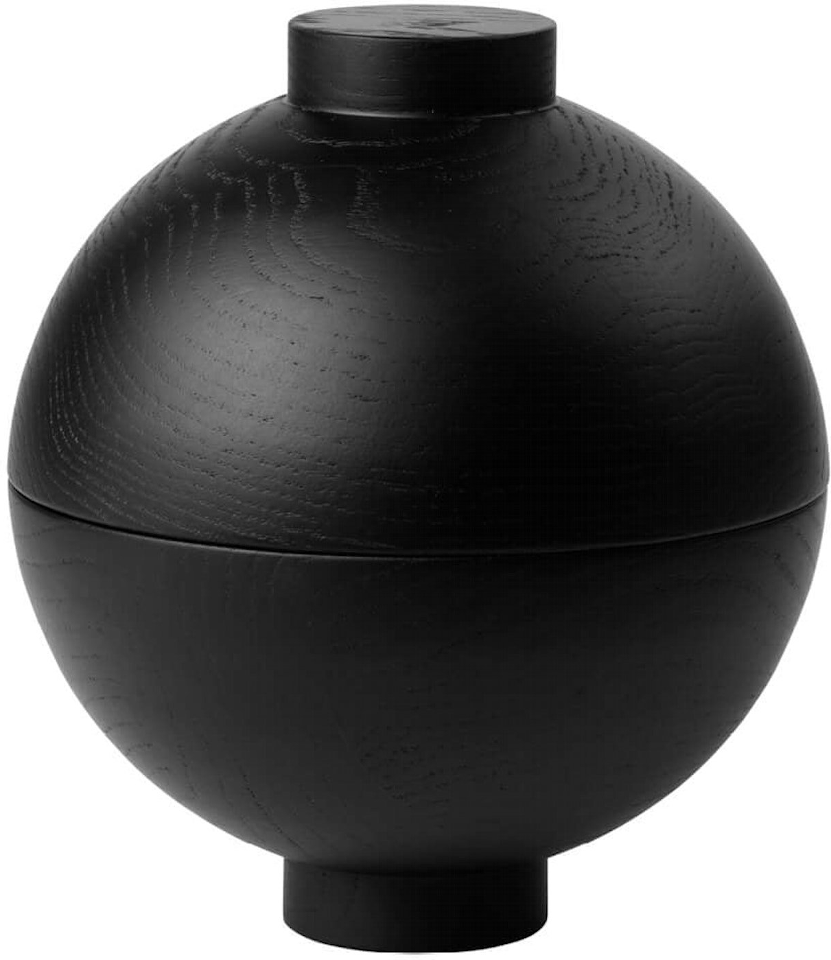 Opbevaringskrukke og smykkeskrin Kristina Dam Wooden Sphere Ø16 x H18 cm sort-lakeret træ