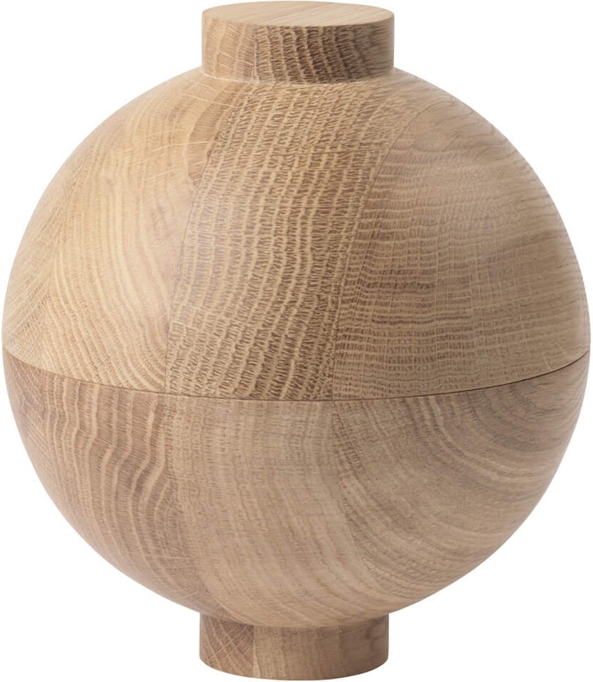 Opbevaringskrukke Kristina Dam Wooden Sphere Ø16 x H18 cm naturfarvet eg