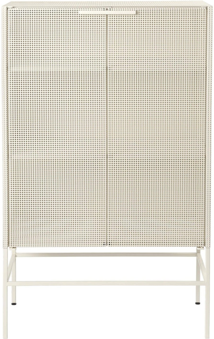 Højskab og vitrineskab Kristina Dam Grid, Beige perforeret stål, 131Ã54Ã76 cm