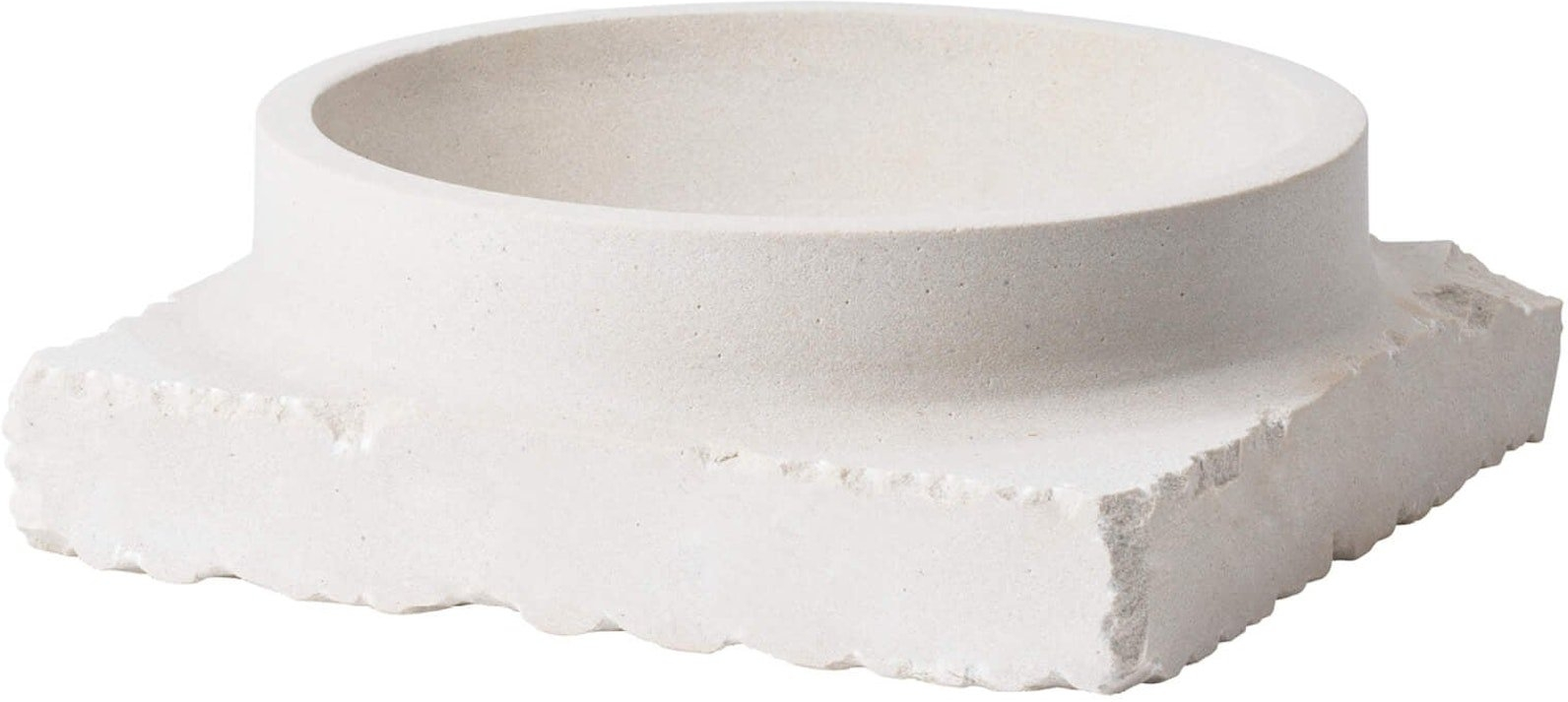 Skulpturel Skål Kristina Dam Lacuna Hvid Sandsten 25x25x8,5 cm