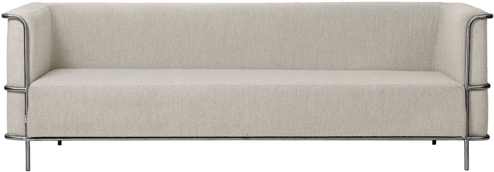 3-personers sofa Kristina Dam Modernist bouclé & rustfrit stål beige H70 x B77 x L220 cm