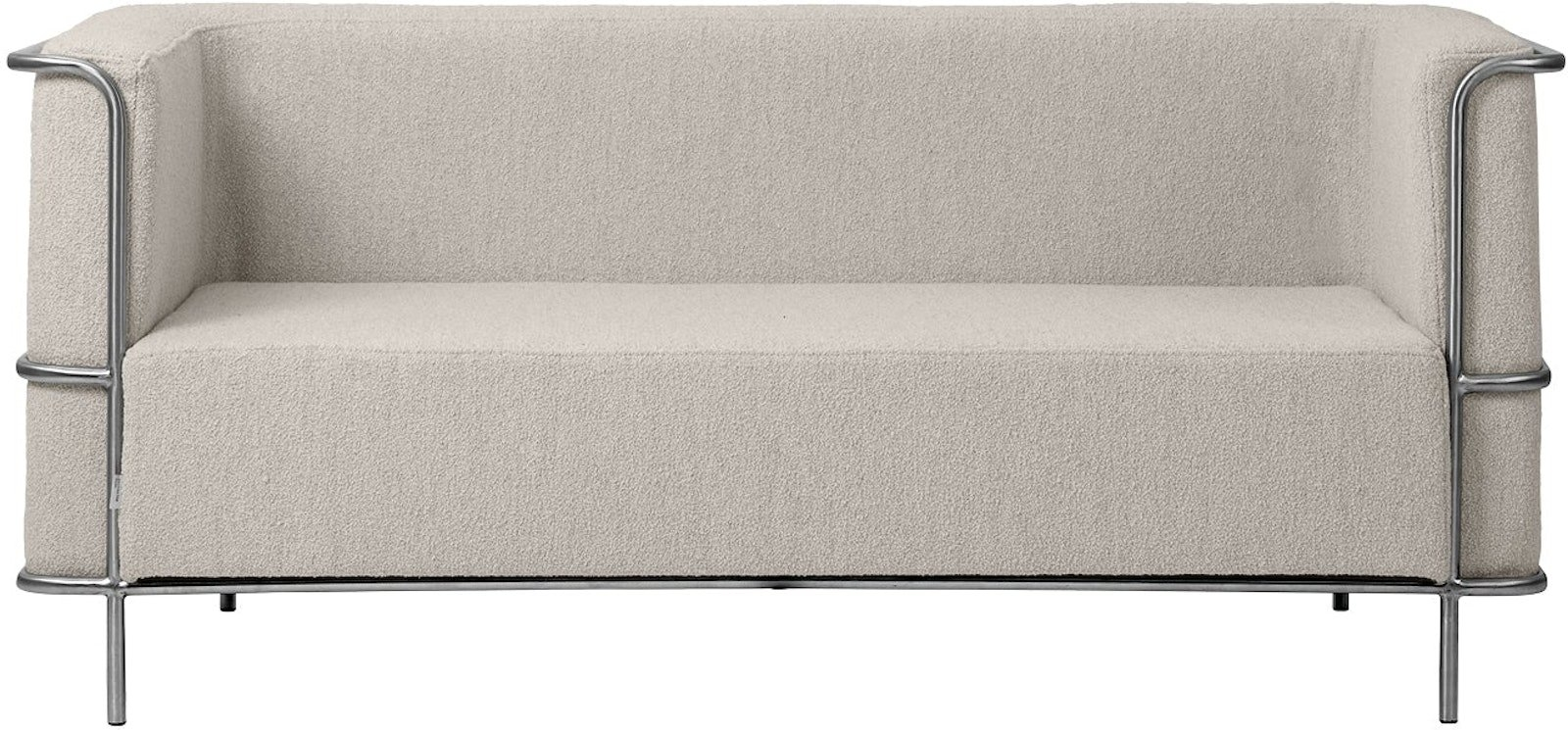 2-personers skulpturel sofa Kristina Dam Modernist beige bouclé rustfrit stål