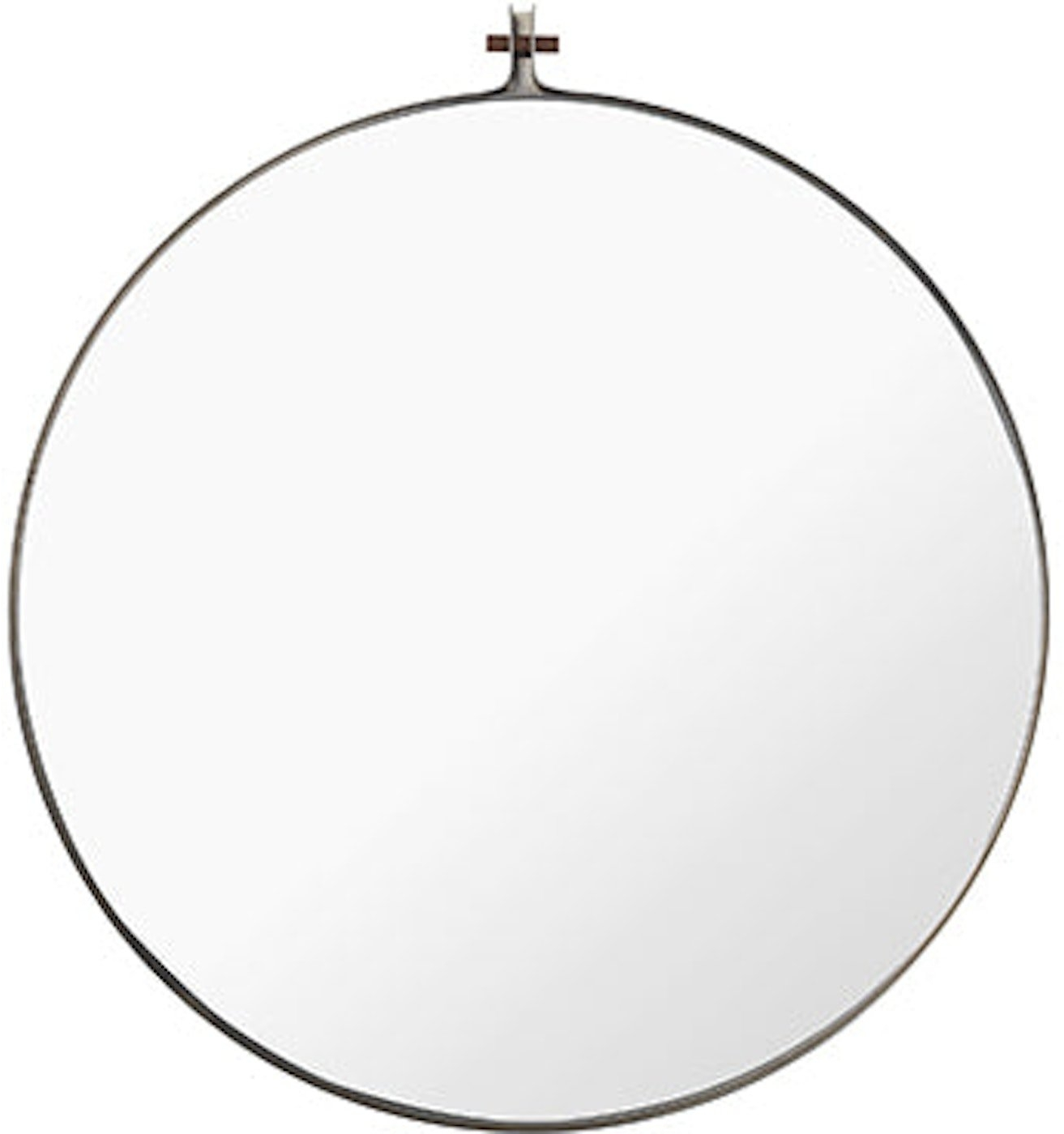 Kristina Dam Dowel vægspejl i rustfrit stål sølv med valnødprop Ø70 cm nordisk minimalisme