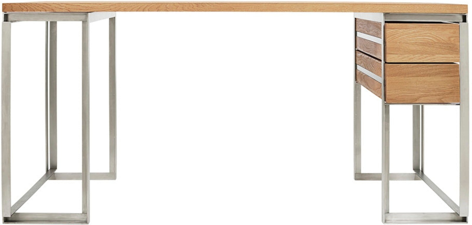 Skrivebord/arbejdsbord Kristina Dam Outline Desk i rustfrit stål og massivt egetræ minimalistisk design