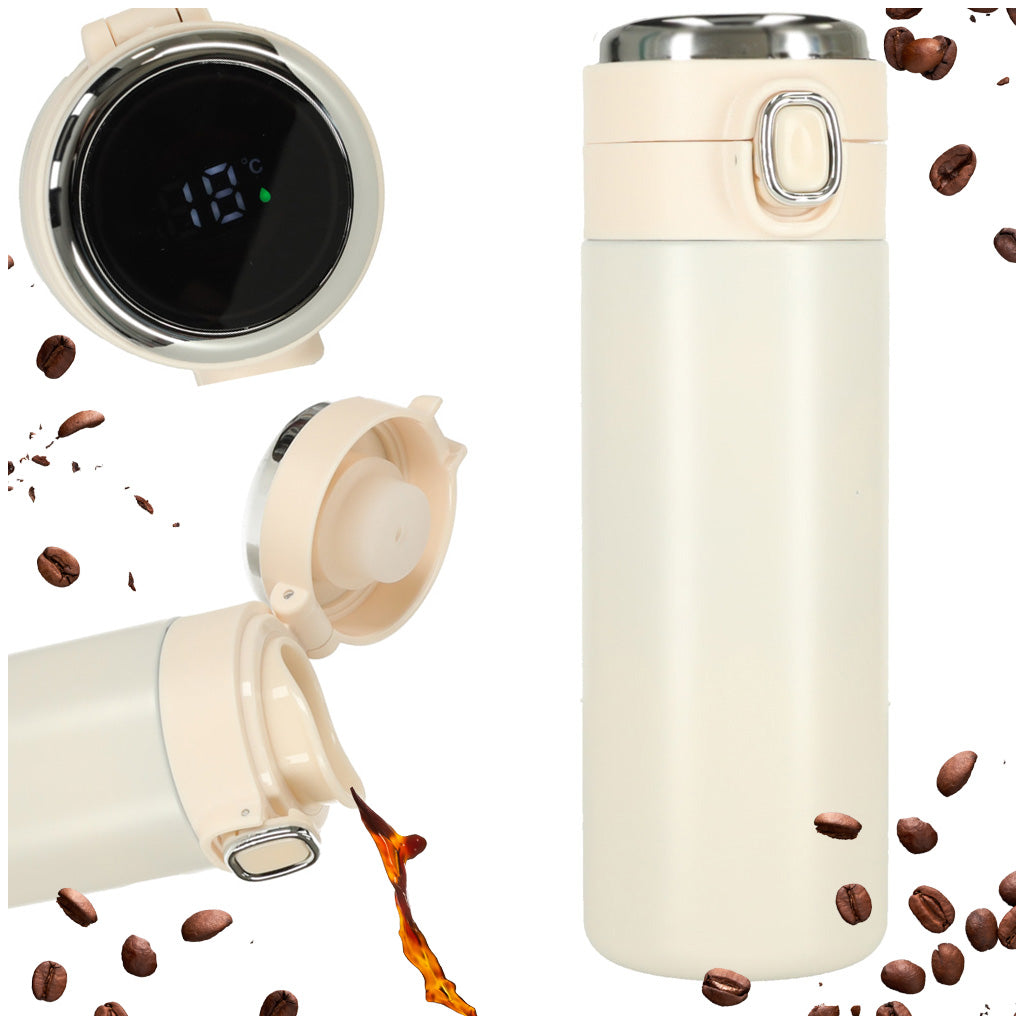 Termokrus med mundstykke LED termokande 420ml beige