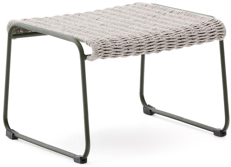 Udendørs fodskammel Maurina Kave Home lysegrå 41,5x53,5x58 cm galvaniseret stål og reb