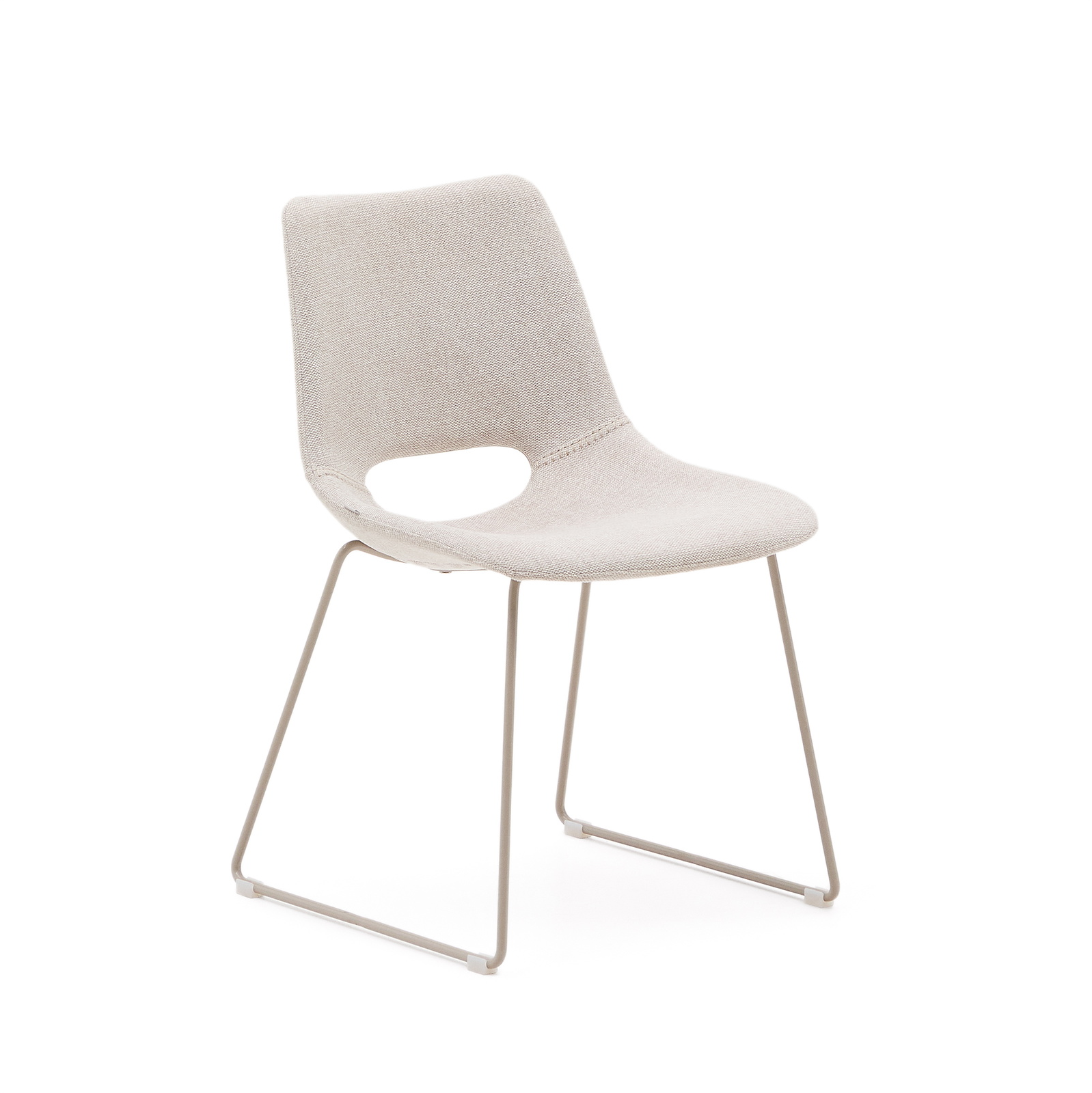 Spisebordsstol Kave Home Ziggy Zahara polstret beige stof stålramme H79xB49,5xD55 cm