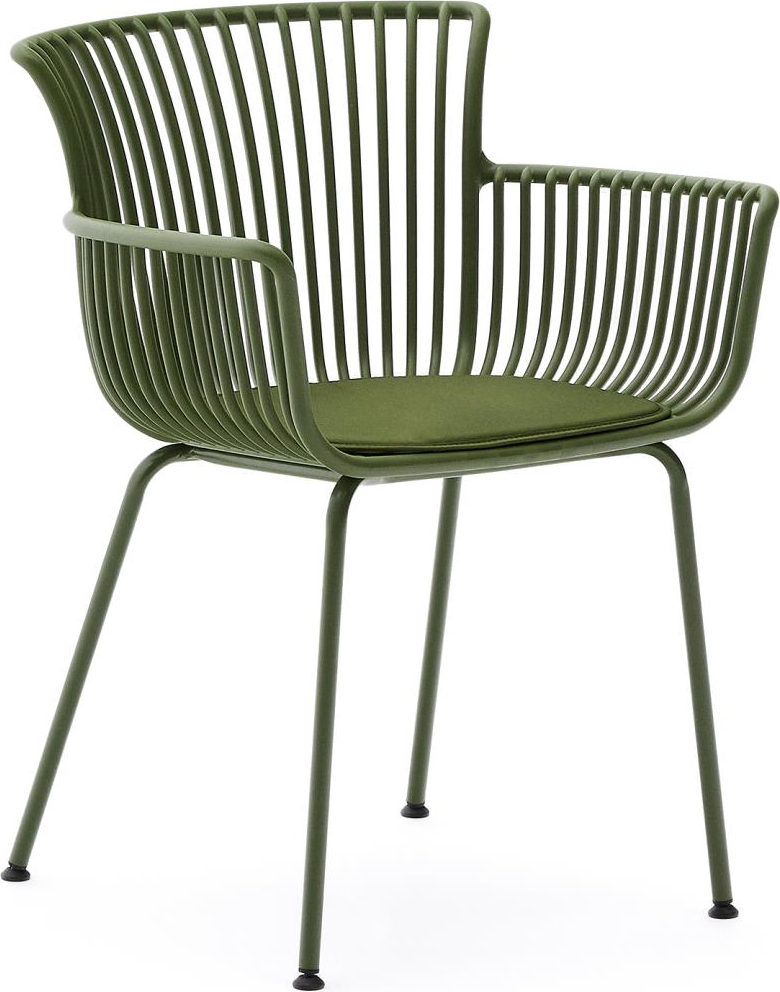 Udendørs spisebordsstol Kave Home Surpika med armlæn mørkegrøn polypropylen/stål H80xB59xD55 cm