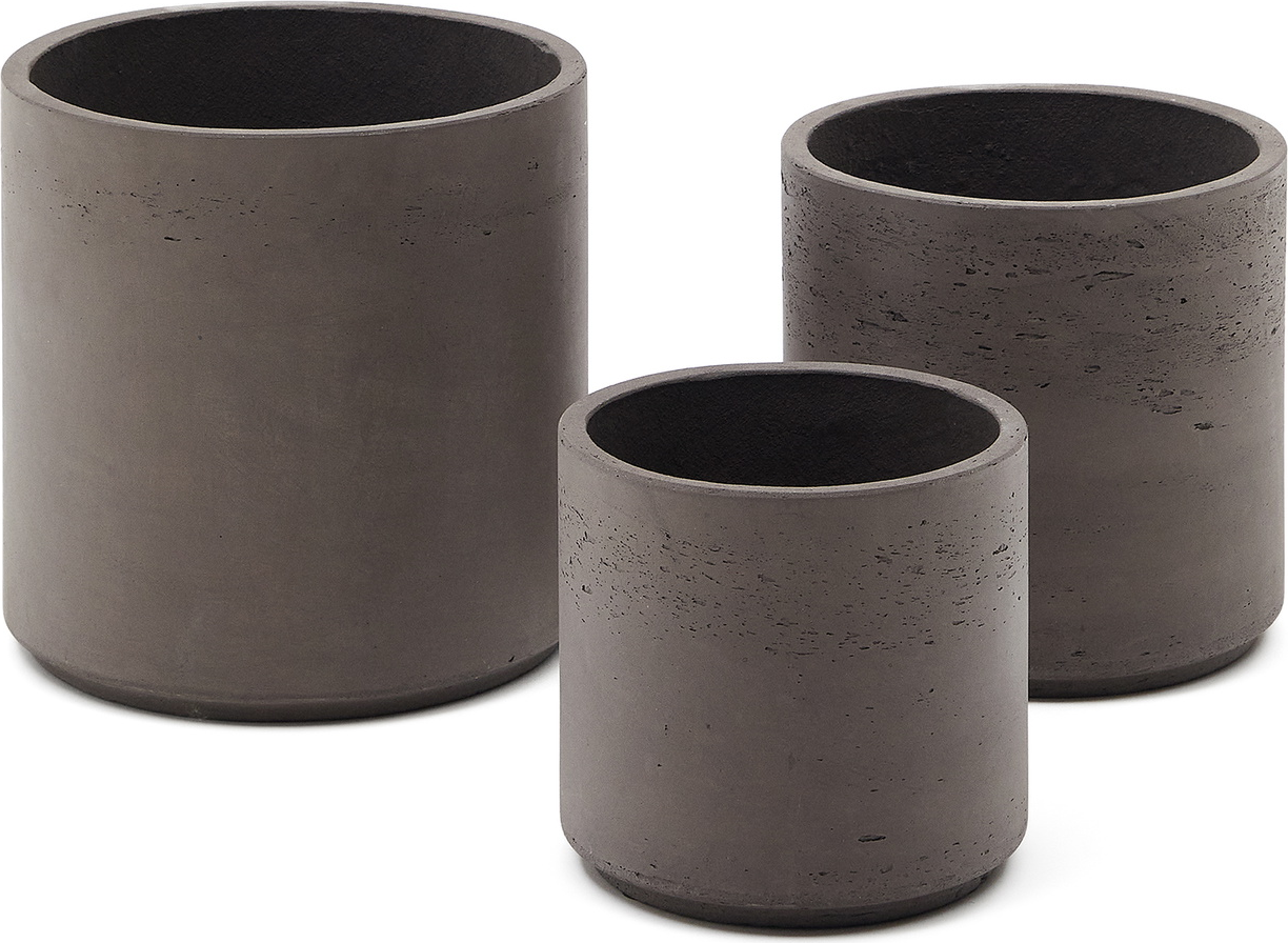 Plantepotter & krukker sæt 3 Kave Home Sintina Ø23/27,5/32 cm antracit cementfiber