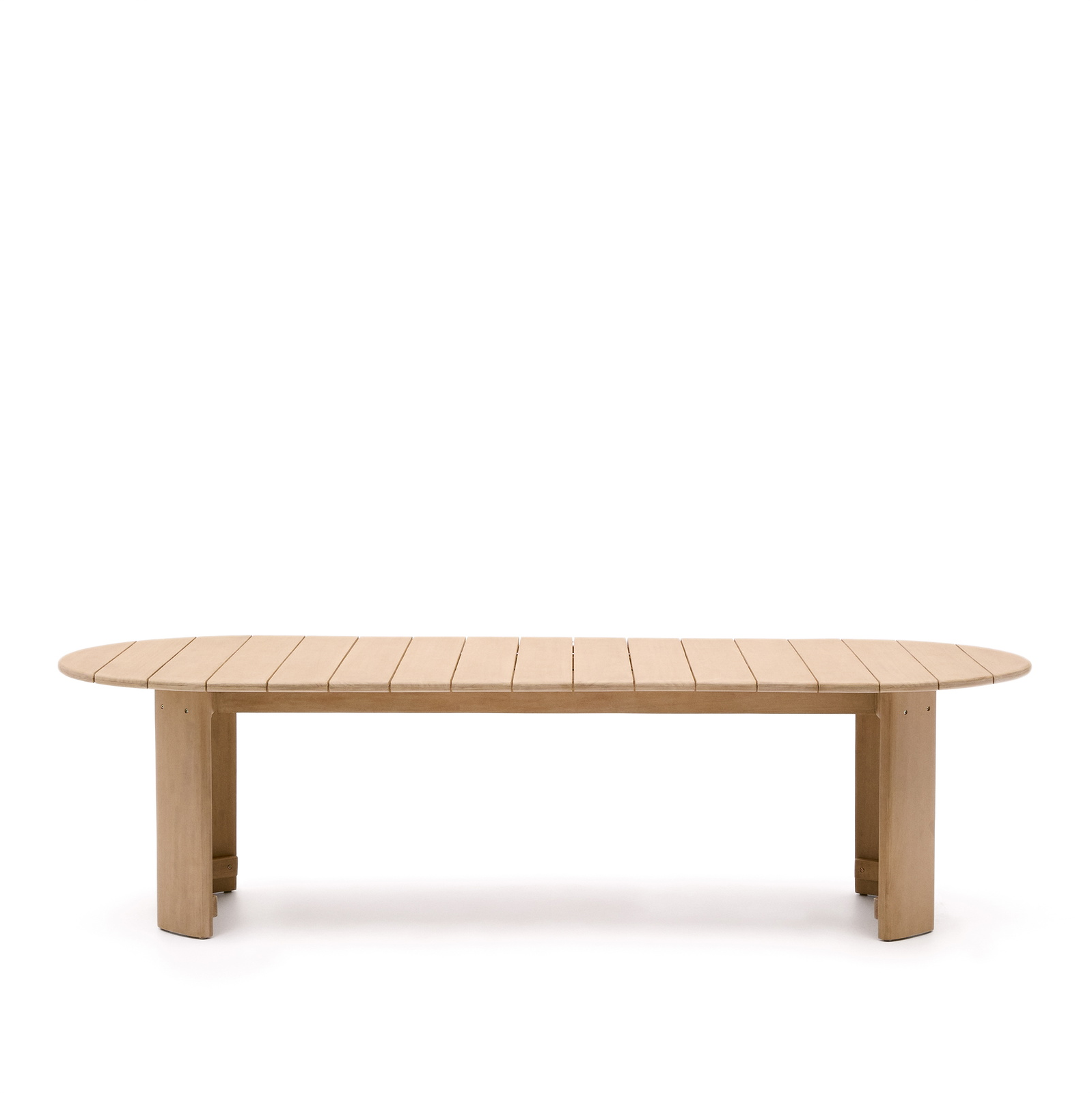 Udendørs spisebord Kave Home Xoriguer ovalt massivt eucalyptus træ 280x110 cm