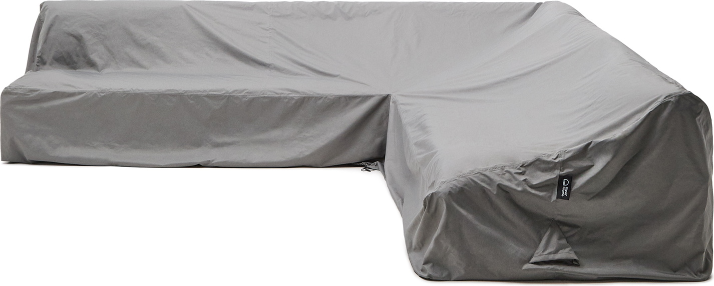 Overtræk til udendørs hjørnesofa 7 pers. Kave Home Iria op til 330x330 cm  -  vejrbestandigt polyester med ventilationsvindue og velcro-lukning