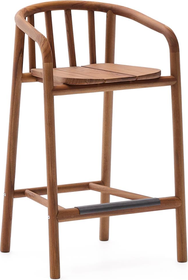Udendørs barstol Kave Home Turqueta  -  100% teak med armlæn og fodstøtte H86,6cm