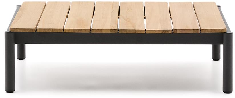 Udendørs sofabord/loungebord Kave Home Sorells i teak og aluminium natur/grafit 88,8Ã91Ã25,3 cm