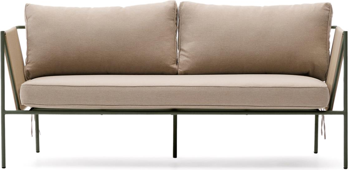 Udendørs 2-personers sofa Kave Home Zivia i ekru Olefina-stof 178 cm galvaniseret stål