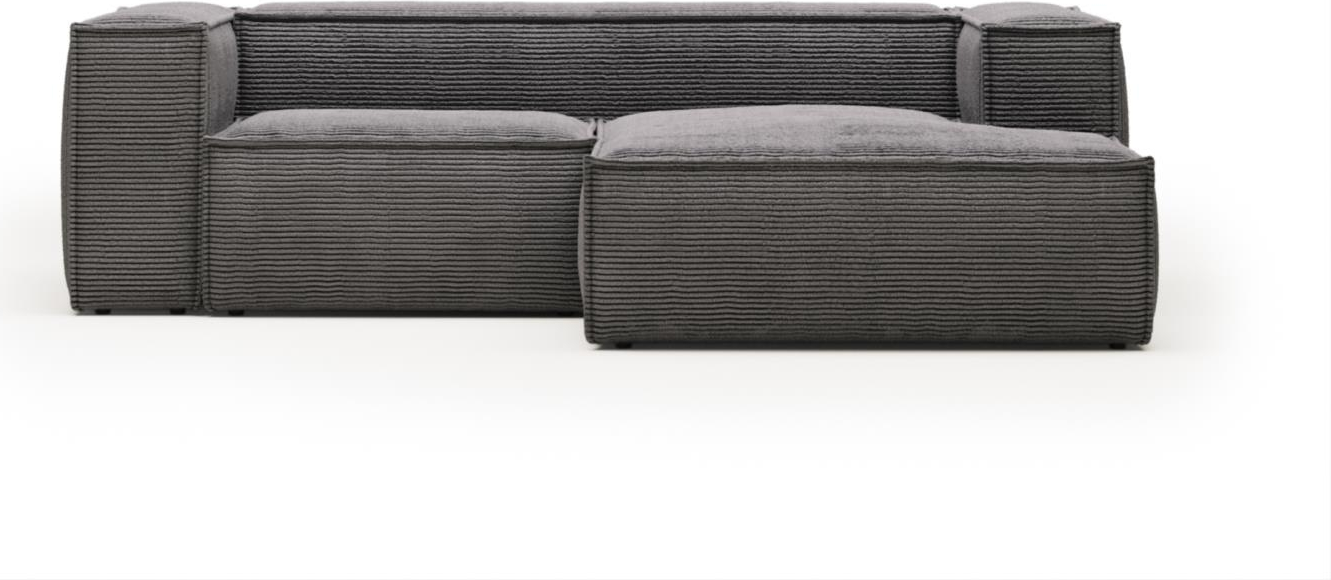 Chaiselong sofa Kave Home Blok højrevendt grå stof 240x174 cm