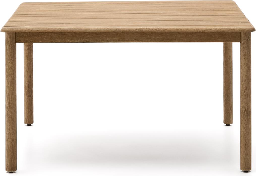 Udendørs spisebord Kave Home Sori i massivt akacietræ 140x140 cm børstet finish UV-resistent brun