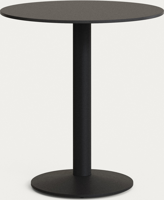 Udendørs cafébord Kave Home Esilda sort Ø70 cm HPL